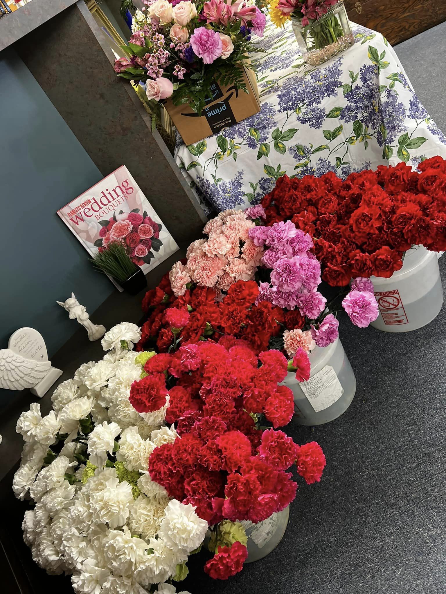 Red and white rose sprays
